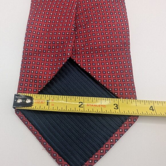 Eagle shirtmakers red tie silk with geometric patterned formal - Picture 7 of 7